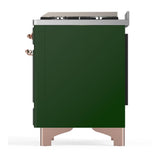 ILVE UM36FNR3EGPLP Majestic III 36 inch Dual Fuel Range with 6 Black Brass Burners and Griddle, Dual Function Burner up to 25,000 BTU (Triple Glass Door, Emerald Green, Copper, Liquid Propane)