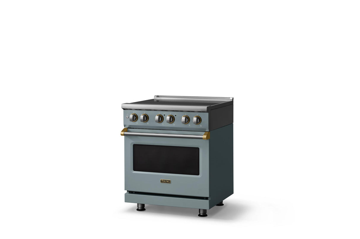 30"W. Induction Range (Finish: November Sky, Trim: Brushed Brass)