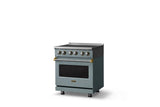 30"W. Induction Range (Finish: November Sky, Trim: Brushed Brass)