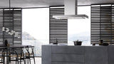 PUR 98 D Stainless steel - Island d(eback)cor hood with energy-efficient LED lighting and backlit controls for easy use.