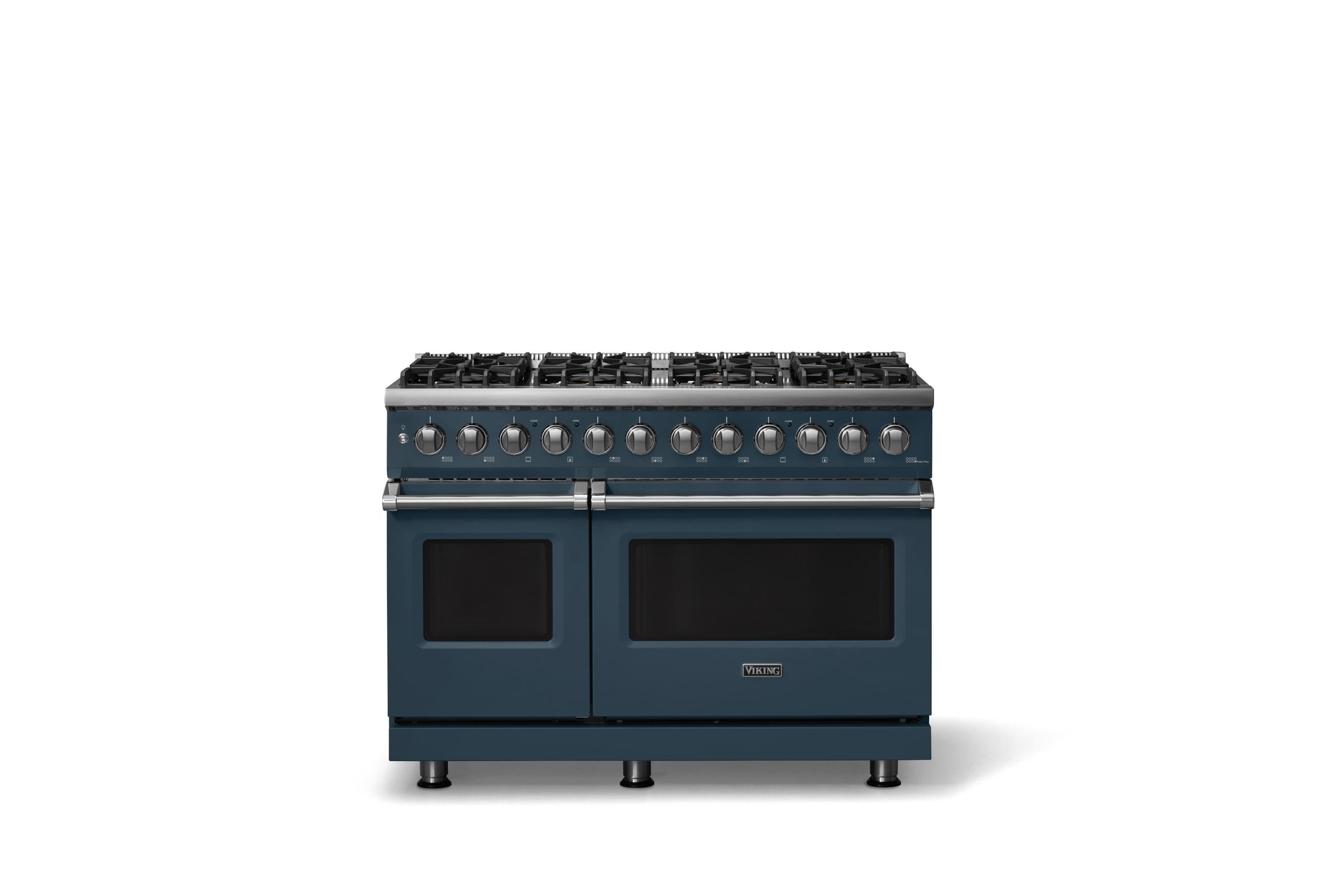 48"W. Dual Fuel Range (Burner: 8b, Finish: Squall, Trim: Polished Chrome, Fuel: Propane)