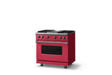 36"W. Sealed Burner Gas Range (Burner: 4g, Finish: Valentine, Trim: Polished Chrome, Fuel: Natural Gas)