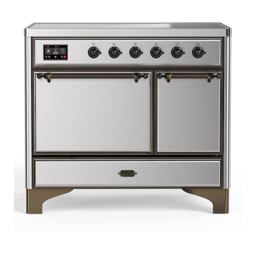 ILVE UMDIB40QNR3SSB Majestic III 40 inch Induction Range with 6 Elements, 3.82 cu. ft. Total Oven Capacity (Solid Door, Stainless Steel, Burnished)