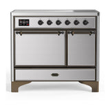 ILVE UMDIB40QNR3SSB Majestic III 40 inch Induction Range with 6 Elements, 3.82 cu. ft. Total Oven Capacity (Solid Door, Stainless Steel, Burnished)