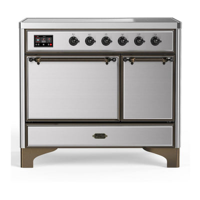 ILVE UMDIB40QNR3SSB Majestic III 40 inch Induction Range with 6 Elements, 3.82 cu. ft. Total Oven Capacity (Solid Door, Stainless Steel, Burnished)