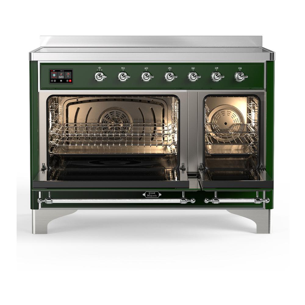 ILVE UMIB48NR3EGC Majestic III 48 inch Induction Range with 6 Elements, 5.02 cu. ft. Total Oven Capacity (Triple Glass Door, Emerald Green, Chrome)