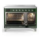 ILVE UMIB48NR3EGC Majestic III 48 inch Induction Range with 6 Elements, 5.02 cu. ft. Total Oven Capacity (Triple Glass Door, Emerald Green, Chrome)