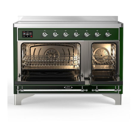 ILVE UMIB48NR3EGC Majestic III 48 inch Induction Range with 6 Elements, 5.02 cu. ft. Total Oven Capacity (Triple Glass Door, Emerald Green, Chrome)