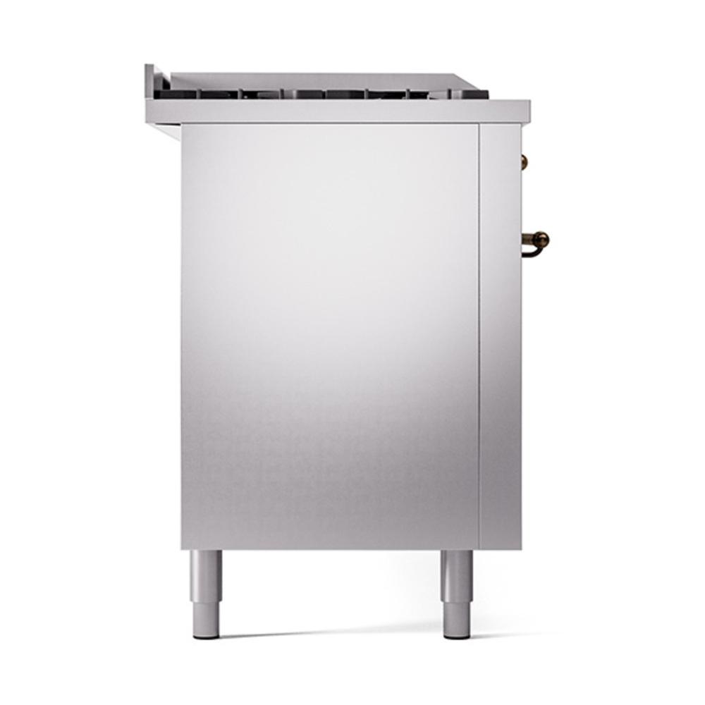 ILVE UN60FSQNMPSSBLP Nostalgie II Noblesse 60 inch Dual Fuel Range (7 Sealed Burners + Griddle + French Top, Liquid Propane, Solid Door, Stainless Steel, Burnished)