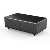 Forno Evoluto Tavolo 51-Inch Black Smart Coffee Table - Dual Refrigerator Drawers, Bluetooth 5.0 Audio, Wireless Charging & RGB Ambient Light