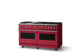 60"W. Sealed Burner Gas Range (Finish: Valentine, Trim: Brushed Brass, Fuel: Natural Gas)