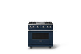 36"W. Sealed Burner Gas Range (Burner: 4g, Finish: Slate Blue, Trim: Polished Chrome, Fuel: Natural Gas)