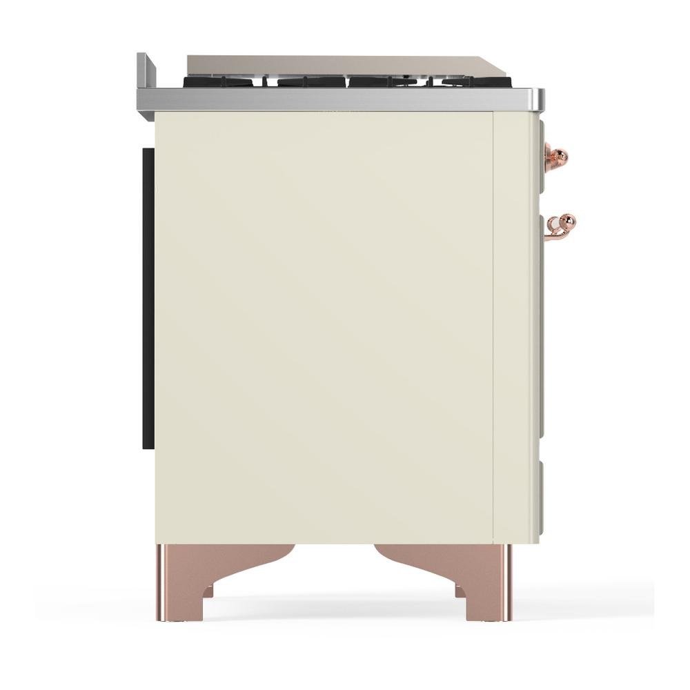 ILVE UMD40FNR3AWP Majestic III 40 inch Dual Fuel Range with 6 Burners and Griddle, Dual Function Burner up to 25,000 BTU (Natural Gas, Triple Glass Door, Antique White, Copper)