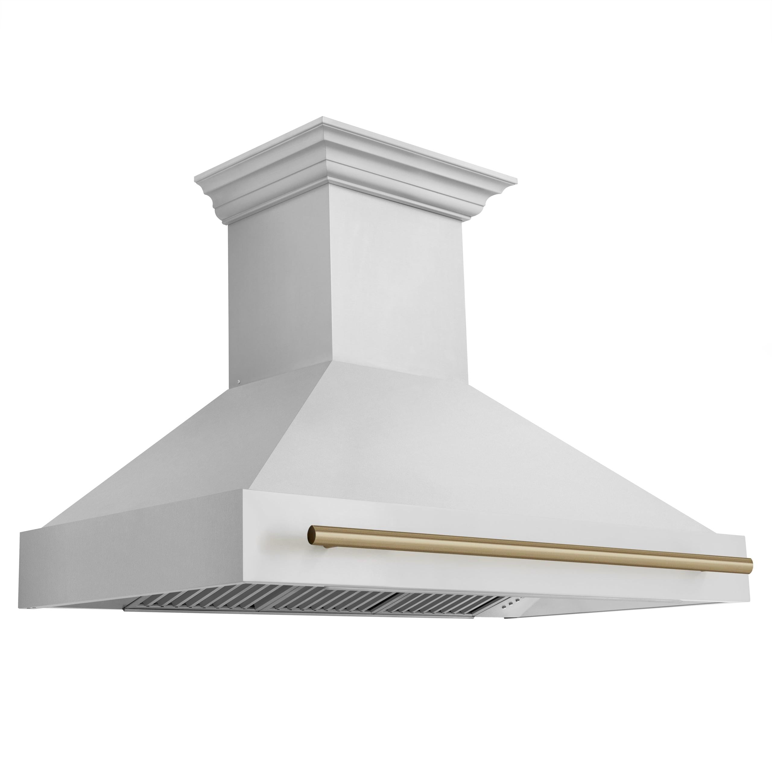 ZLINE 48 in. Autograph Edition Stainless Steel Range Hood with Stainless Steel Shell and Accented Handle (8654STZ-48) [Color: Champagne Bronze]