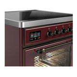 ILVE UMIB30NR3BUB Majestic III 30 inch Induction Range with 4 Elements, 4 cu. ft. Oven Capacity (Triple Glass Door, Burgundy, Burnished)