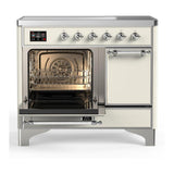 ILVE UMDIB40QNR3AWC Majestic III 40 inch Induction Range with 6 Elements, 3.82 cu. ft. Total Oven Capacity (Solid Door, Antique White, Chrome)