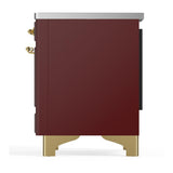 ILVE UMDIB40NR3BUG Majestic III 40 inch Induction Range with 6 Elements, 3.82 cu. ft. Total Oven Capacity (Triple Glass Door, Burgundy, Brass)
