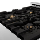 ZLINE 24 in. 2.8 cu. ft. Electric Oven and Gas Cooktop Dual Fuel Range with Griddle and Brass Burners in Stainless Steel (RA-BR-GR-24)