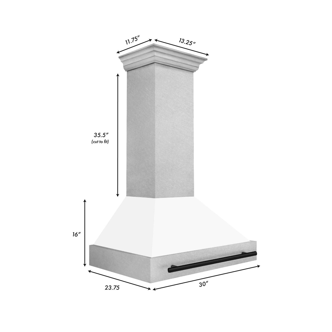 36 in. ZLINE Autograph Edition DuraSnow Stainless Steel Range Hood with White Matte Shell and Accented Handle (8654SNZ-WM36) [Color: Matte Black]