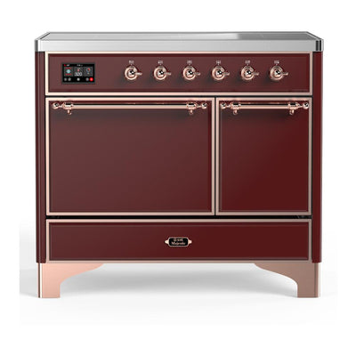 ILVE UMDIB40QNR3BUP Majestic III 40 inch Induction Range with 6 Elements, 3.82 cu. ft. Total Oven Capacity (Solid Door, Burgundy, Copper)