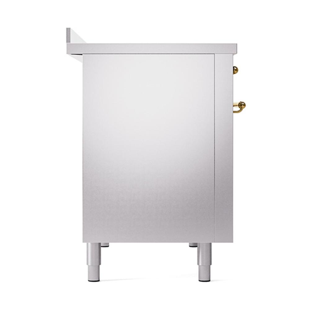 ILVE UNI486QNMPSSG Nostalgie II Noblesse 48 inch Induction Range (Solid Door, Stainless Steel, Brass)