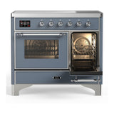 ILVE UMDIB40NR3BGC Majestic III 40 inch Induction Range with 6 Elements, 3.82 cu. ft. Total Oven Capacity (Triple Glass Door, Blue Grey, Chrome)