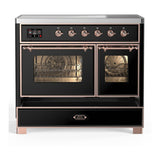 ILVE UMDIB40NR3BKP Majestic III 40 inch Induction Range with 6 Elements, 3.82 cu. ft. Total Oven Capacity (Triple Glass Door, Glossy Black, Copper)