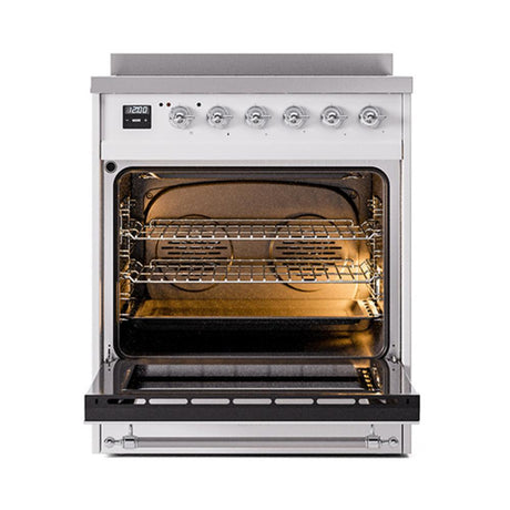 ILVE UNI304QNMPRAC Nostalgie II Noblesse 30 inch Induction Range (Solid Door, RAL, Chrome)
