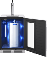 Presrv Kegerator & Beverage Cooler, 24in Under Cabinet, SS+Glass, Reverse Door, 1 Zone