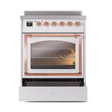 ILVE UNI304NMPWHP Nostalgie II Noblesse 30 inch Induction Range (Triple Glass Door, White, Copper)