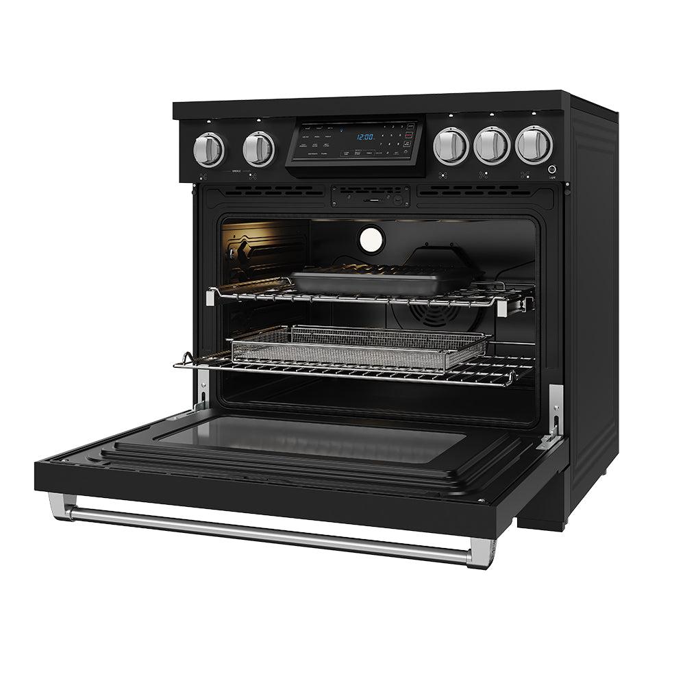 36 Inch Professional Induction Range With Tilt Panel Touch Control In Black and Stainless Steel  Gordon Ramsay Series