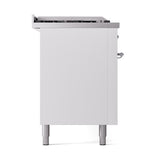 ILVE UN60FSQNMPWHC Nostalgie II Noblesse 60 inch Dual Fuel Range (7 Sealed Burners + Griddle + French Top, Natural Gas, Solid Door, White, Chrome)