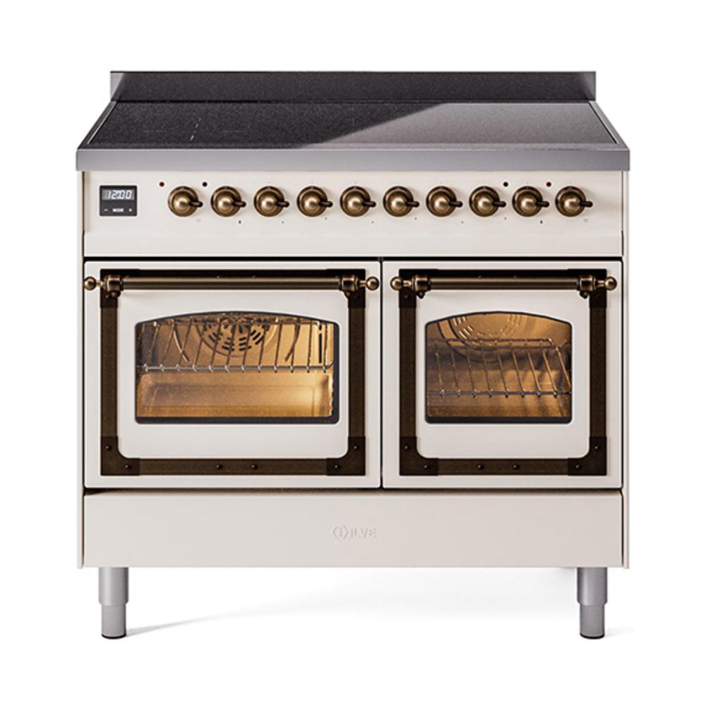 ILVE UNDI406NMPAWB Nostalgie II Noblesse 40 inch Induction Range (Triple Glass Door, Antique White, Burnished)
