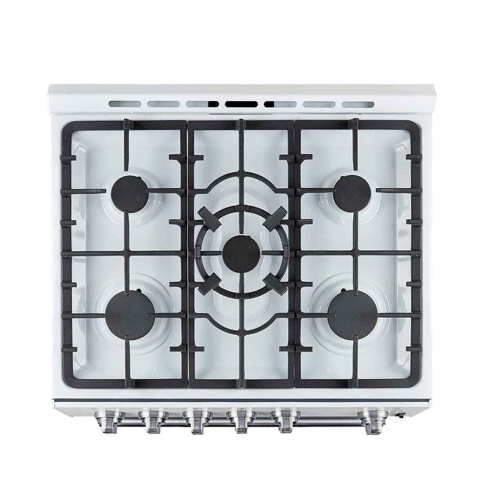 Forno Leonardo Espresso 30-Inch White Gas Range, 5 Burners, 39,500 BTU, 5 cu.ft Convection Oven