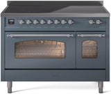 Nostalgie II 48 Inch Electric Freestanding Range in Blue Grey with Chrome Trim