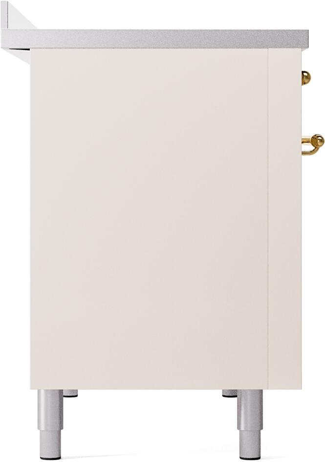 Nostalgie II 48 Inch Electric Freestanding Range in Antique White with Brass Trim