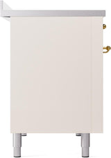 Nostalgie II 48 Inch Electric Freestanding Range in Antique White with Brass Trim