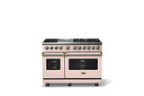 48"W. Dual Fuel Range (Burner: 6g, Finish: Blush, Trim: Brushed Brass, Fuel: Natural Gas)