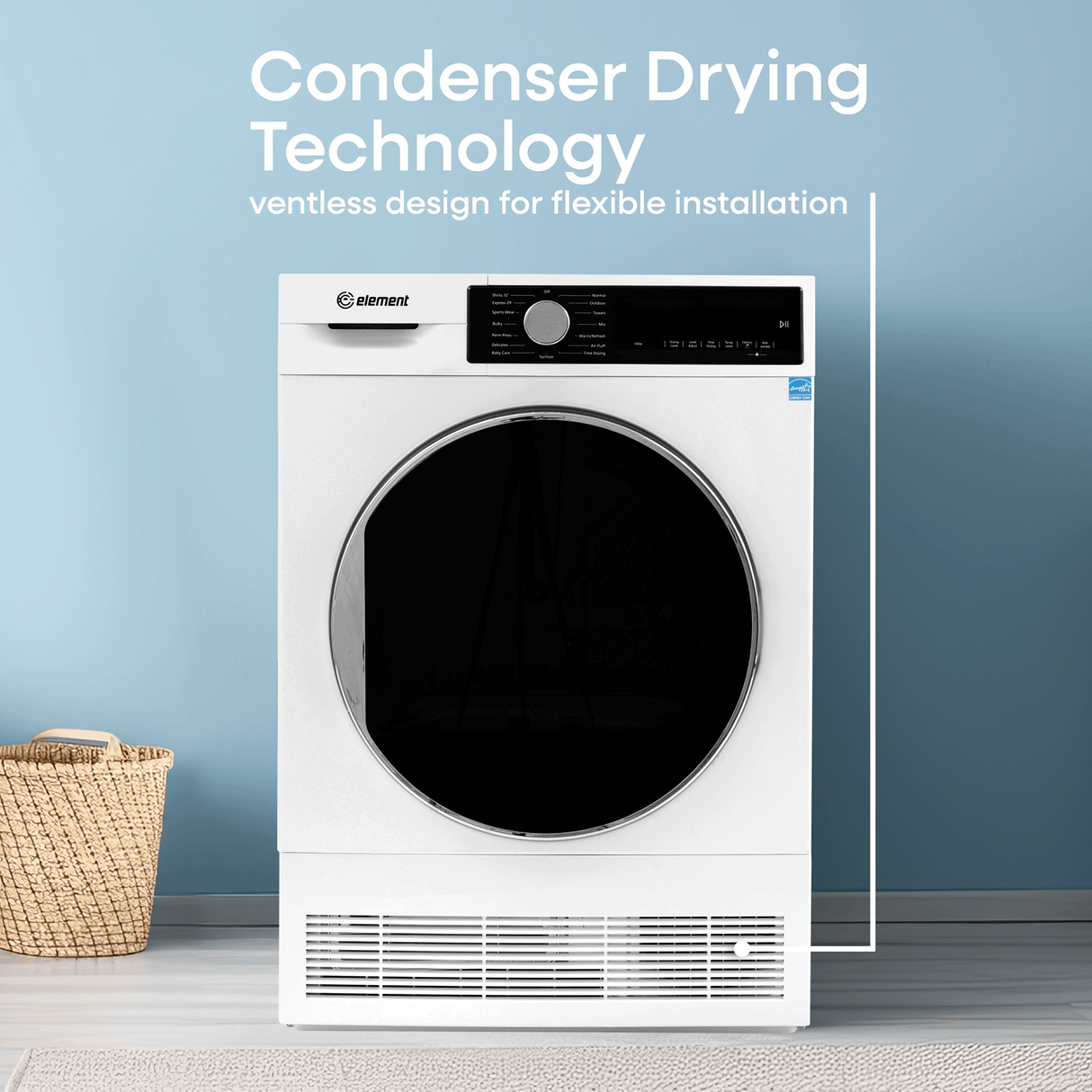 Element 4.0 cu. ft. Front Load Electric Dryer - White, ENERGY STAR (ECD4224EGW)