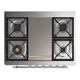 ILVE UM36FQNR3WHCLP Majestic III 36 inch Dual Fuel Range with 6 Black Brass Burners and Griddle, Dual Function Burner up to 25,000 BTU (Solid Door, White, Chrome, Liquid Propane)