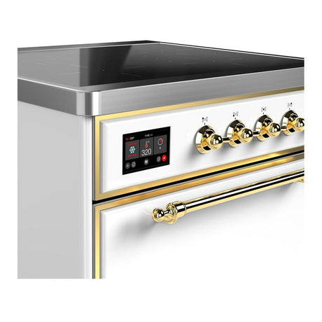 ILVE UMIB30QNR3WHG Majestic III 30 inch Induction Range with 4 Elements, 4 cu. ft. Oven Capacity (Solid Door, White, Brass)