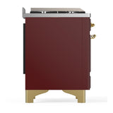 ILVE UM60FQNR3BUG Majestic III 60 inch Dual Fuel Range with 9 Burners and Griddle, Dual Function Burner up to 25,000 BTU (Natural Gas, Solid Door, Burgundy, Brass)