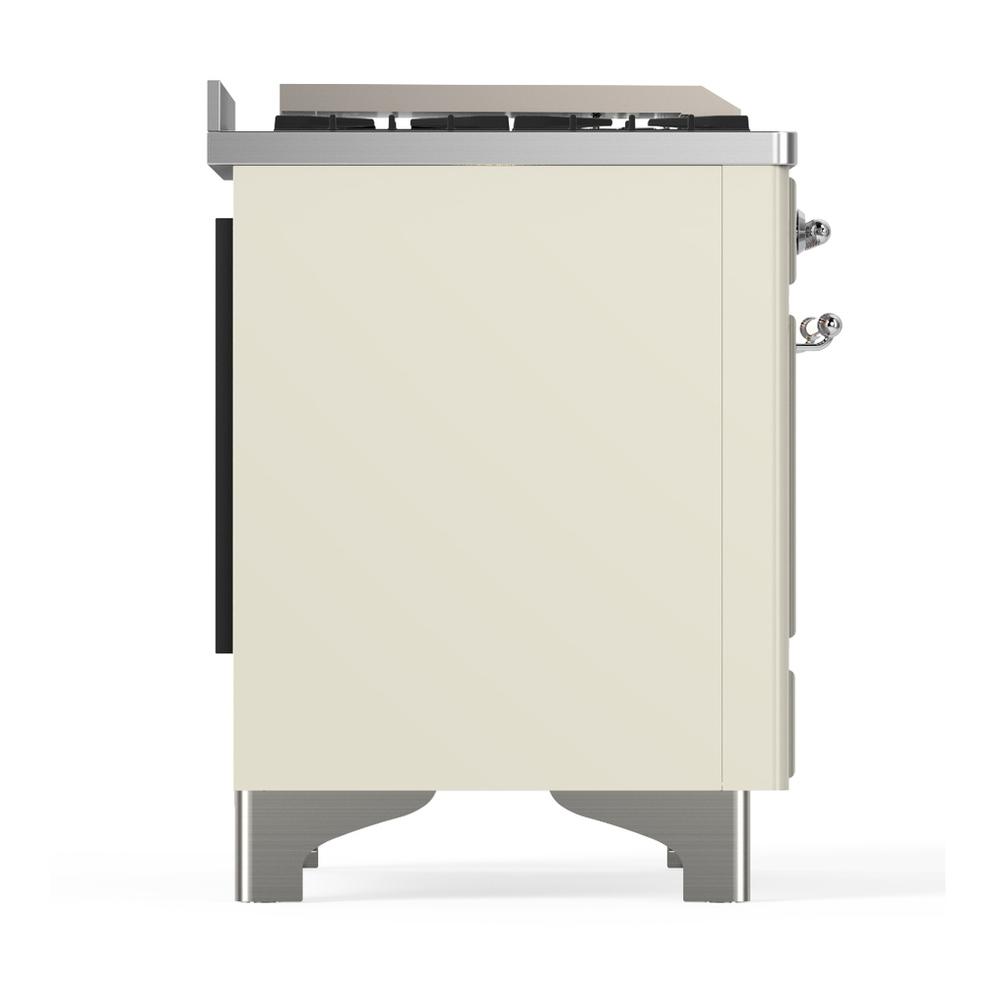 ILVE UMD40FNR3AWCLP Majestic III 40 inch Dual Fuel Range with 6 Burners and Griddle, Dual Function Burner up to 25,000 BTU (Liquid Propane, Triple Glass Door, Antique White, Chrome)
