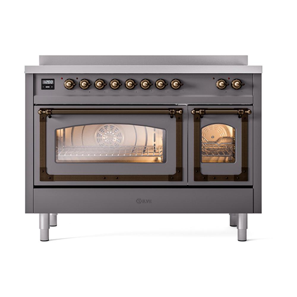 ILVE UNI486NMPMGB Nostalgie II Noblesse 48 inch Induction Range (Triple Glass Door, Graphite Matte, Burnished)