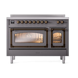 ILVE UNI486NMPMGB Nostalgie II Noblesse 48 inch Induction Range (Triple Glass Door, Graphite Matte, Burnished)