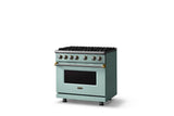 36"W. Sealed Burner Gas Range (Burner: 6b, Finish: Splash, Trim: Brushed Brass, Fuel: Natural Gas)