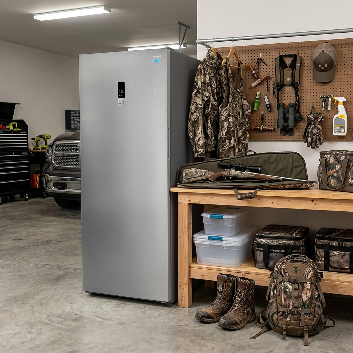 Avanti MaxxSpace Insulation™ Technology Garage-Ready Frost-Free Convertible Upright Freezer, 21 cu. ft., ENERGY STAR, Stainless Steel Look (AV210VFLJM0SS)