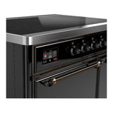 ILVE UMDIB40QNR3BKB Majestic III 40 inch Induction Range with 6 Elements, 3.82 cu. ft. Total Oven Capacity (Solid Door, Glossy Black, Burnished)
