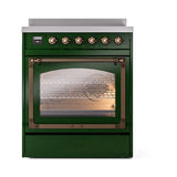 ILVE UNI304NMPEGB Nostalgie II Noblesse 30 inch Induction Range (Triple Glass Door, Emerald Green, Burnished)