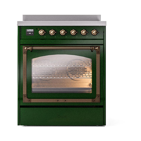 ILVE UNI304NMPEGB Nostalgie II Noblesse 30 inch Induction Range (Triple Glass Door, Emerald Green, Burnished)